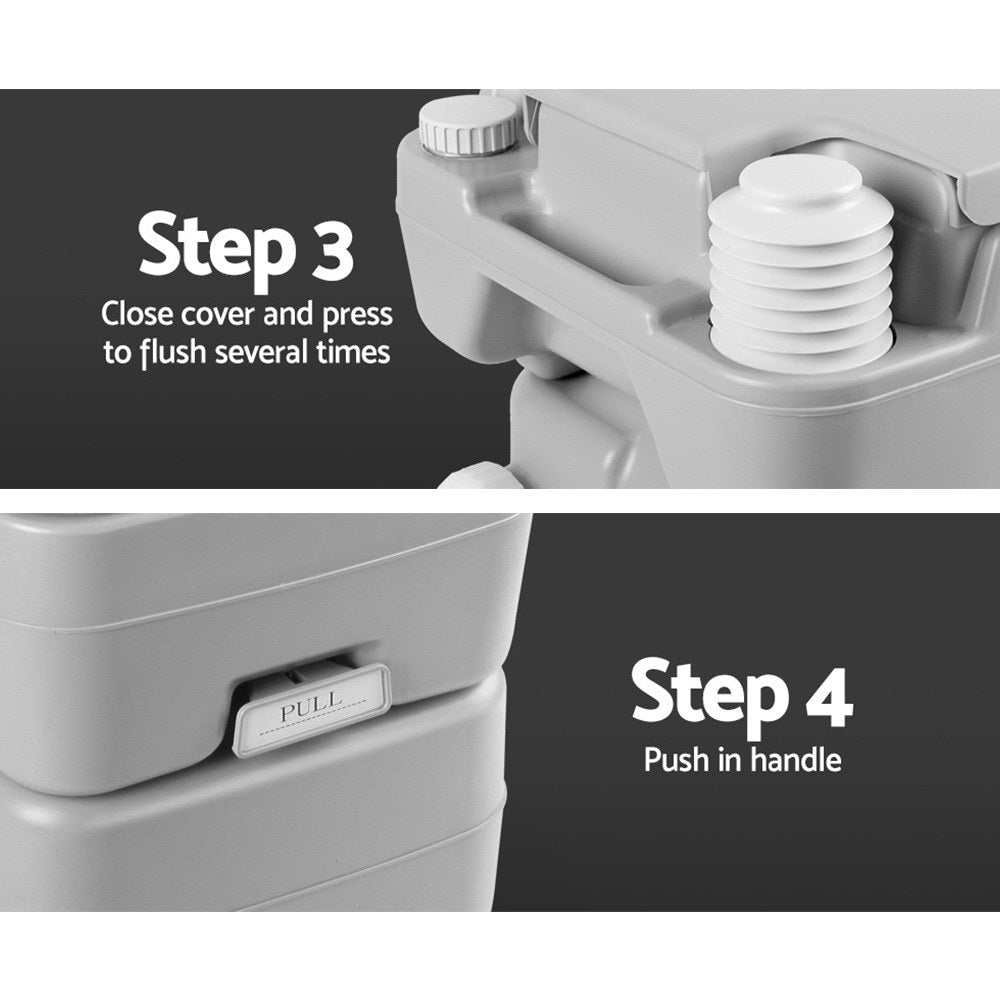20L Portable Outdoor Camping Toilet - Grey - Direct On Sale
