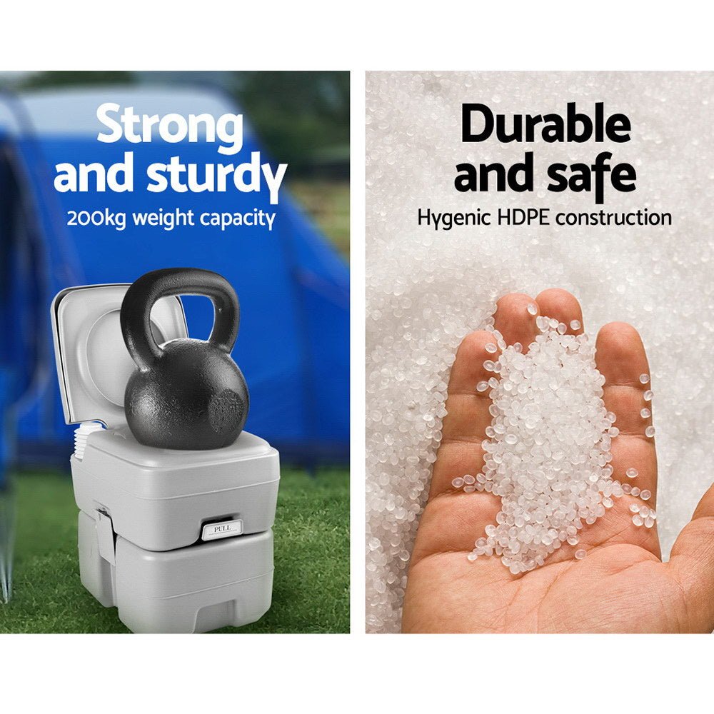 20L Portable Outdoor Camping Toilet - Grey - Direct On Sale