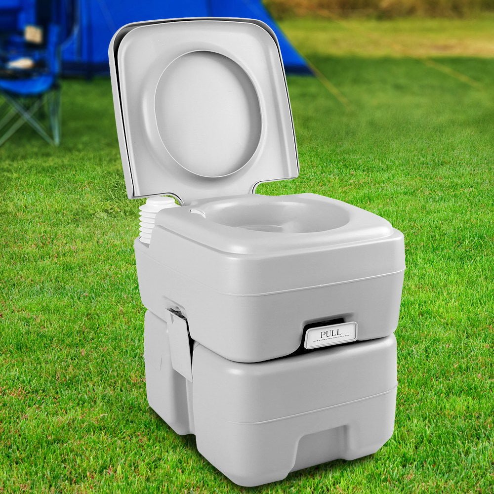 20L Portable Outdoor Camping Toilet - Grey - Direct On Sale
