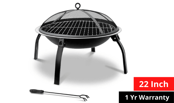 22" Fire Pit BBQ Charcoal Smoker Portable Outdoor Camping Pits Patio Fireplace - Direct On Sale