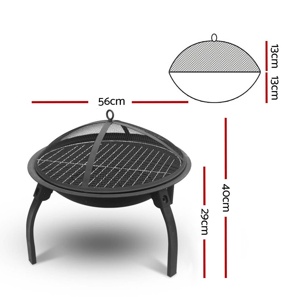 22" Fire Pit BBQ Charcoal Smoker Portable Outdoor Camping Pits Patio Fireplace - Direct On Sale