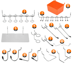 228Pc Pegboard Hooks Set Peg board Bins Parts Storage Assortment Tools Organiser