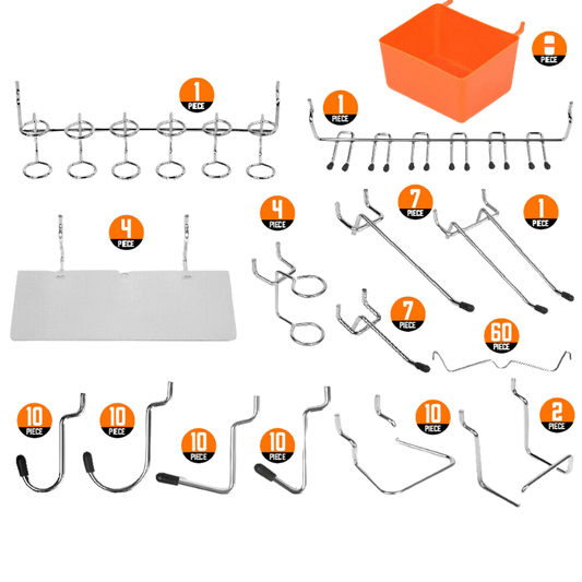 228Pc Pegboard Hooks Set Peg board Bins Parts Storage Assortment Tools Organiser - Direct On Sale