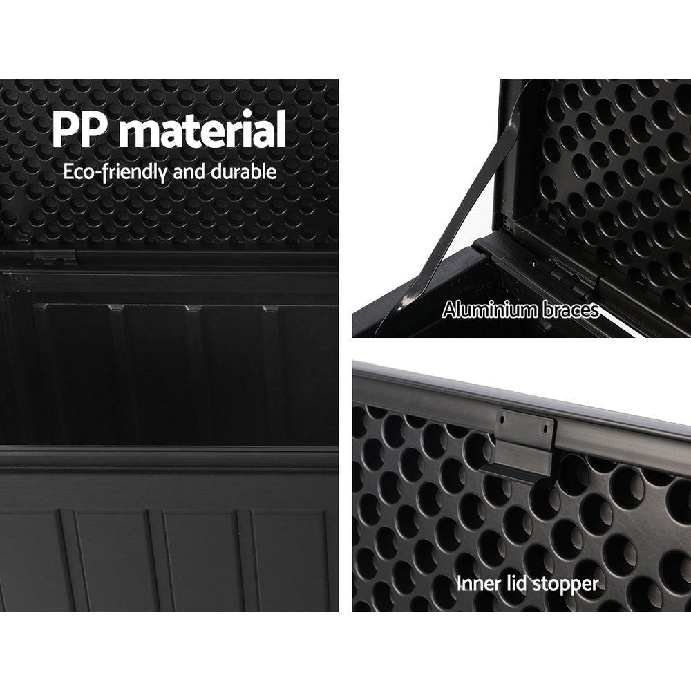 240L Outdoor Storage Box Lockable Bench Seat Garden Deck Toy Tool Sheds - Direct On Sale