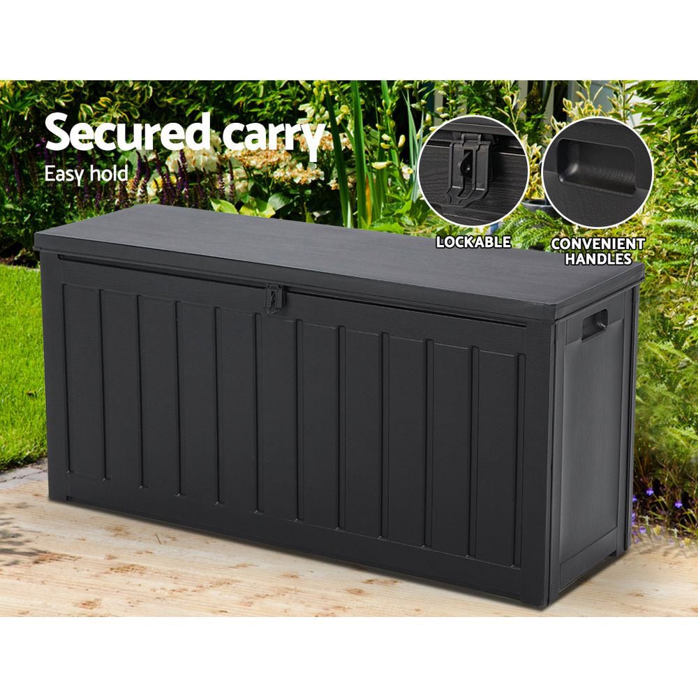 240L Outdoor Storage Box Lockable Bench Seat Garden Deck Toy Tool Sheds - Direct On Sale