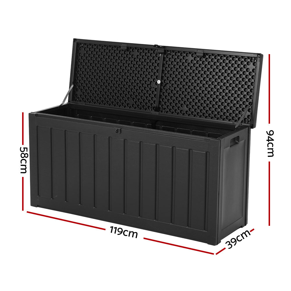 240L Outdoor Storage Box Lockable Bench Seat Garden Deck Toy Tool Sheds - Direct On Sale