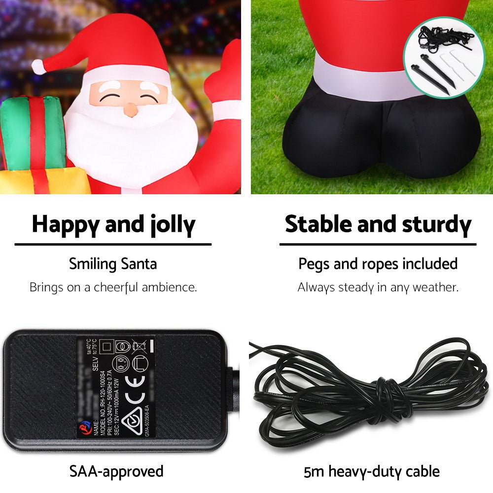 2.4M Christmas Inflatables Santa Xmas Light Decor LED Airpower - Direct On Sale