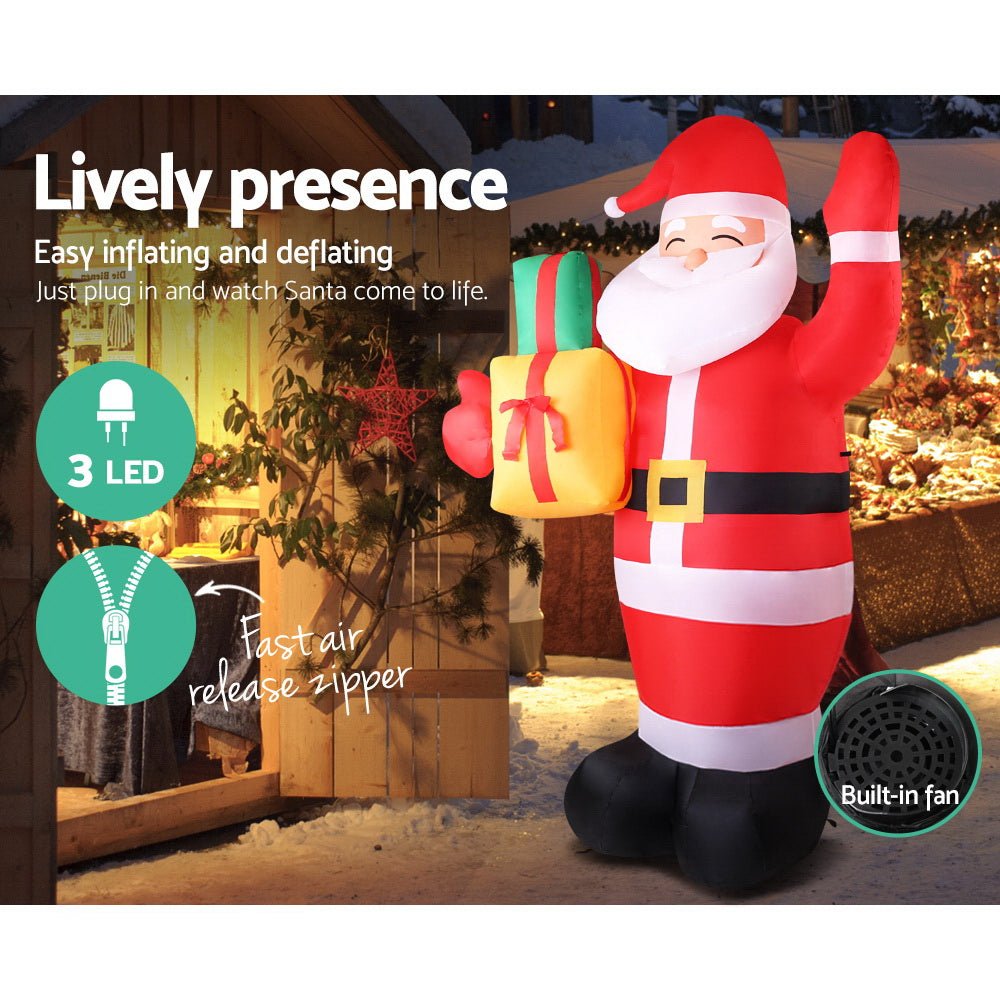 2.4M Christmas Inflatables Santa Xmas Light Decor LED Airpower - Direct On Sale