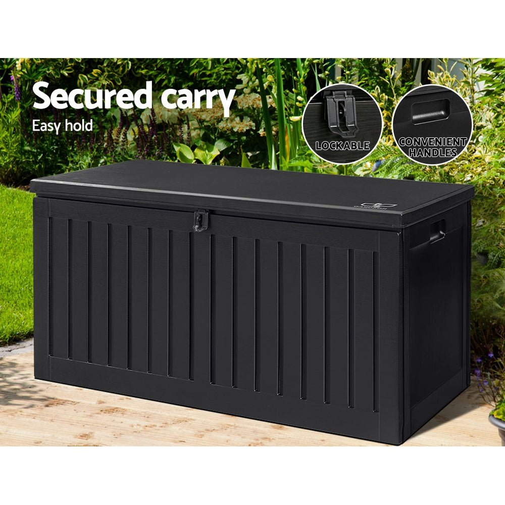 270L Outdoor Storage Box Container Garden Toy Indoor Tool Chest Sheds Black - Direct On Sale