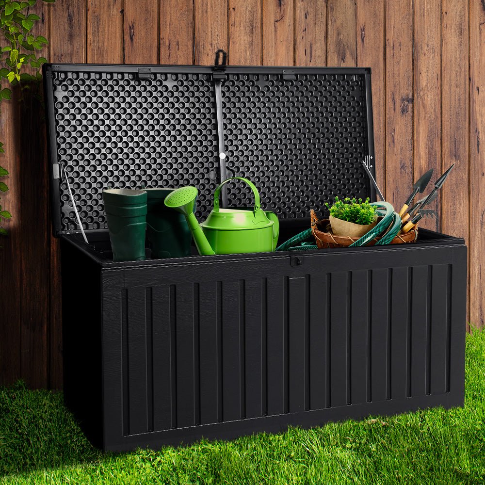 270L Outdoor Storage Box Container Garden Toy Indoor Tool Chest Sheds Black - Direct On Sale