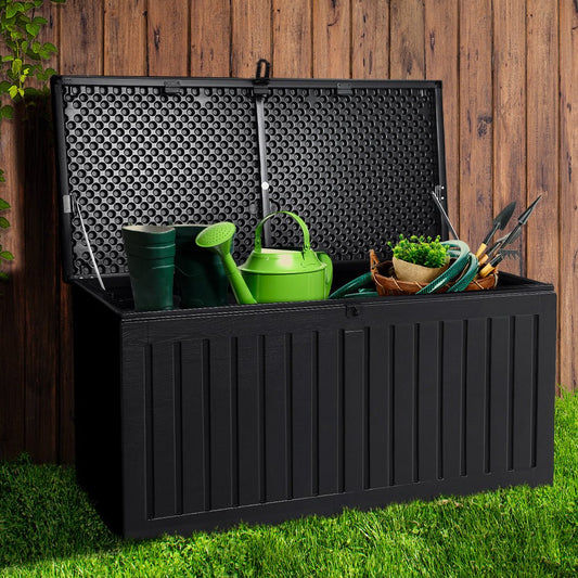 270L Outdoor Storage Box Container Garden Toy Indoor Tool Chest Sheds Black - Direct On Sale
