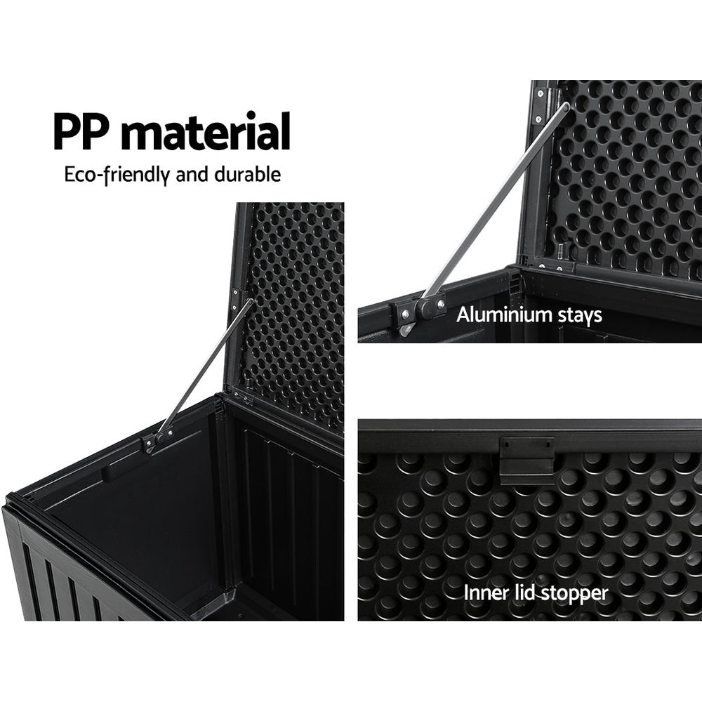 270L Outdoor Storage Box Container Garden Toy Indoor Tool Chest Sheds Black - Direct On Sale