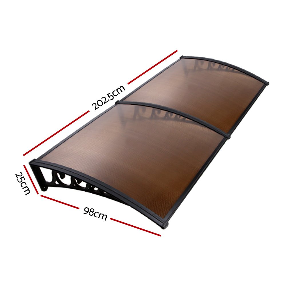 2m x 1m Window Door Awning Shade - Brown - Direct On Sale