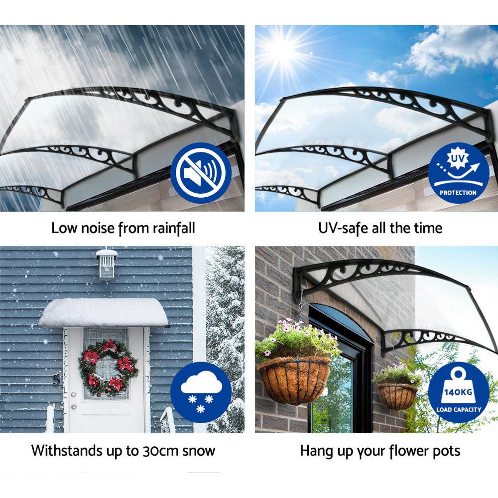 2m x 1m Window Door Awning Shade - Transparent - Direct On Sale