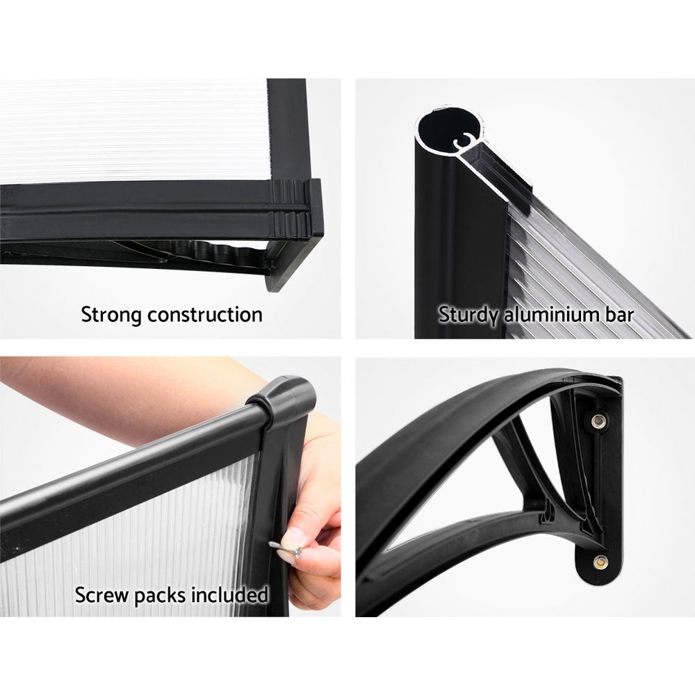 2m x 1m Window Door Awning Shade - Transparent - Direct On Sale