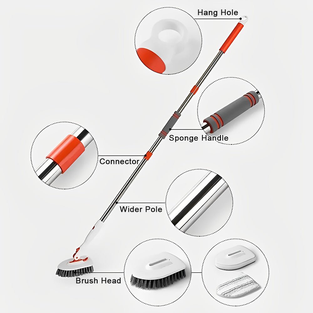 3 in 1 Tile Tub Scrubber Brush - Extendable Long Handle with Adjustable Angles - Direct On Sale