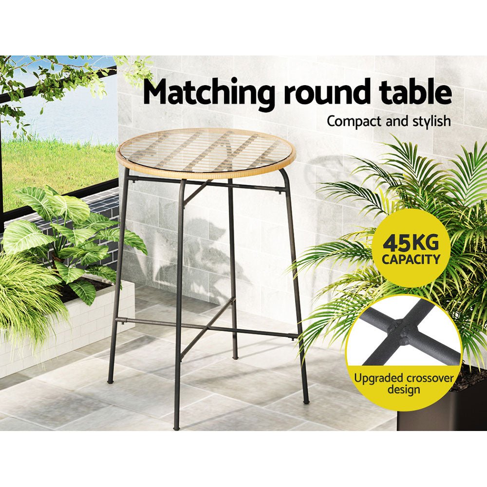3 - Pieces Outdoor Bar Table Chairs Patio Bistro Set 2 Seater - Direct On Sale