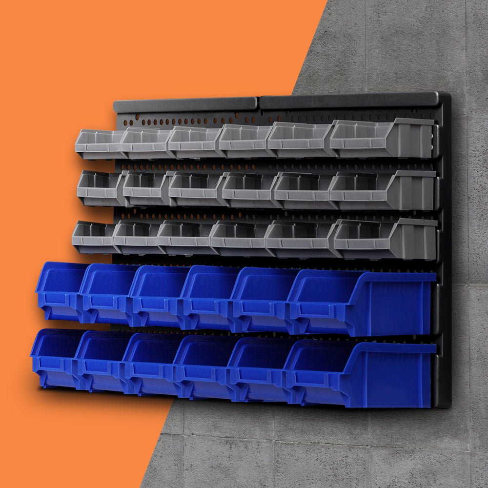 30 Bin Wall Mounted Rack Storage Organiser Industrial Shelving - Direct On Sale