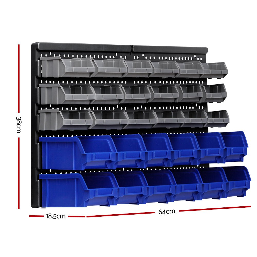30 Bin Wall Mounted Rack Storage Organiser Industrial Shelving - Direct On Sale
