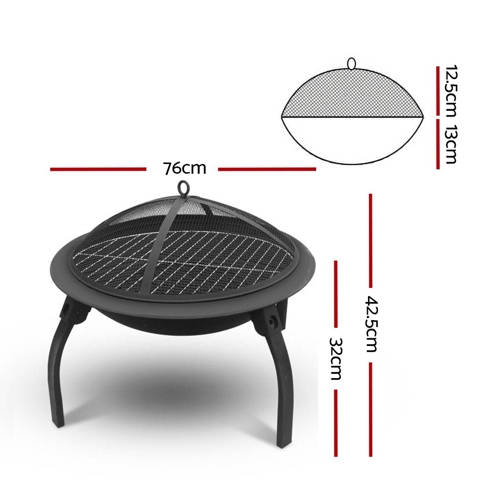 30" Fire Pit BBQ Charcoal Grill Smoker Portable Outdoor Camping Garden Pits - Direct On Sale