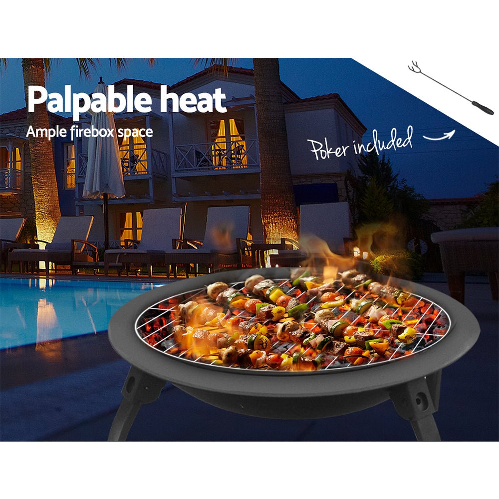 30" Fire Pit BBQ Charcoal Grill Smoker Portable Outdoor Camping Garden Pits - Direct On Sale