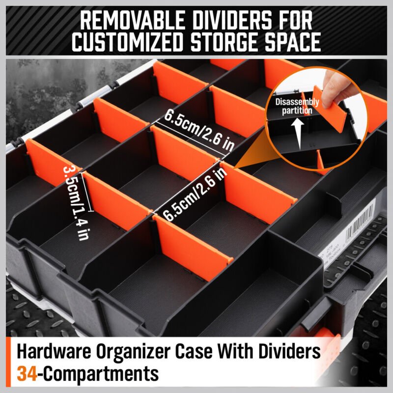 34 - Compartment Double Side Organizer Tool Box Parts Storage w/t Dividers - Direct On Sale