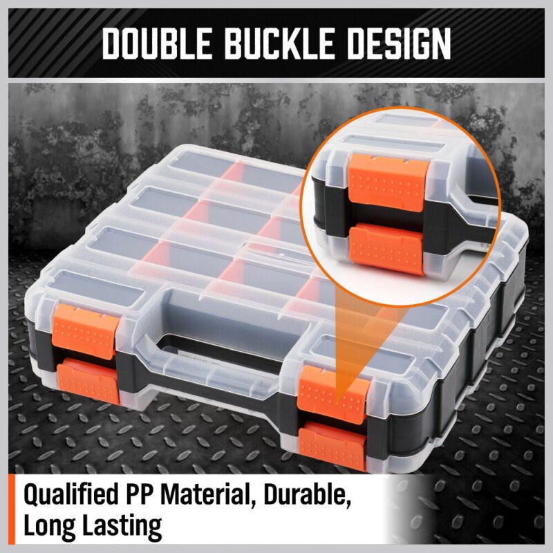 34 - Compartment Double Side Organizer Tool Box Parts Storage w/t Dividers - Direct On Sale