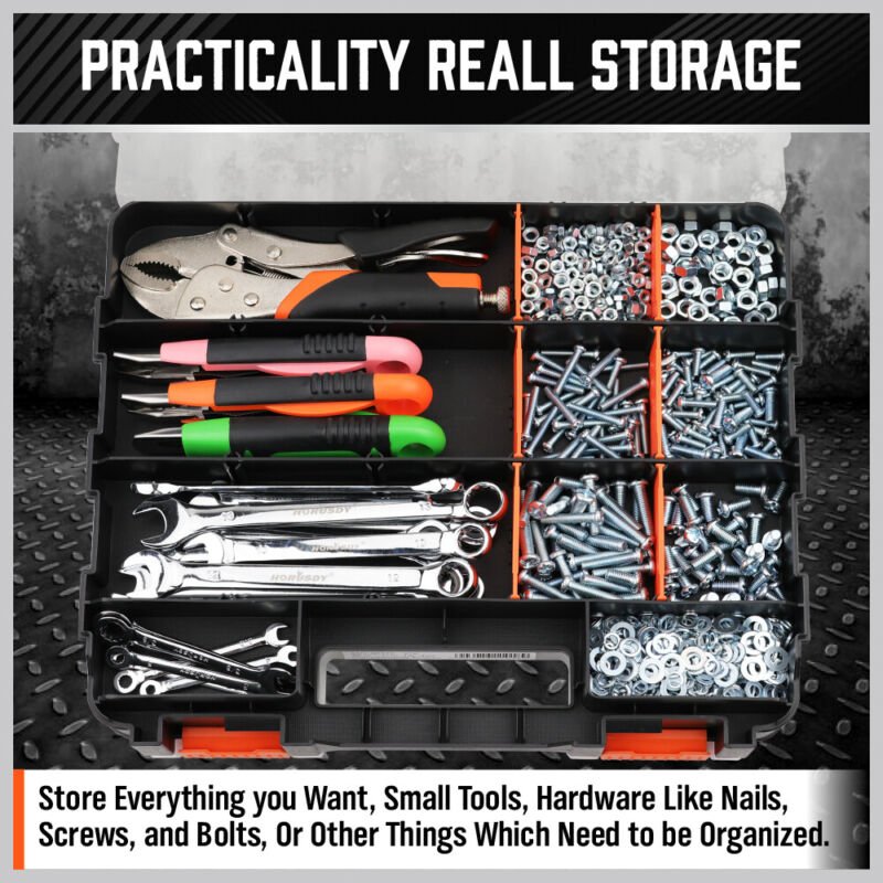 34 - Compartment Double Side Organizer Tool Box Parts Storage w/t Dividers - Direct On Sale