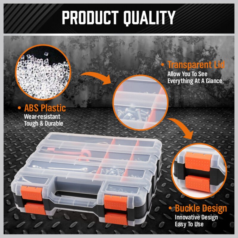 34 - Compartment Double Side Organizer Tool Box Parts Storage w/t Dividers - Direct On Sale