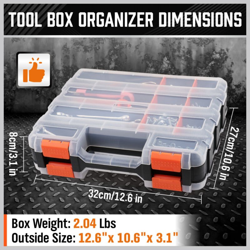 34 - Compartment Double Side Organizer Tool Box Parts Storage w/t Dividers - Direct On Sale
