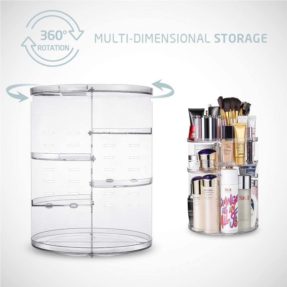 360 Degree Rotation Makeup Organizer Adjustable with Multifunction Cosmetic Storage Box - Direct On Sale