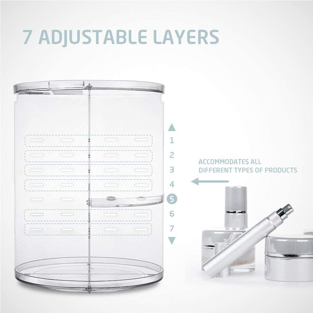 360 Degree Rotation Makeup Organizer Adjustable with Multifunction Cosmetic Storage Box - Direct On Sale
