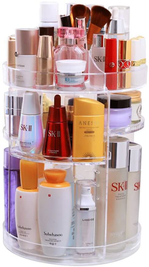 360 Degree Rotation Makeup Organizer Adjustable with Multifunction Cosmetic Storage Box - Direct On Sale