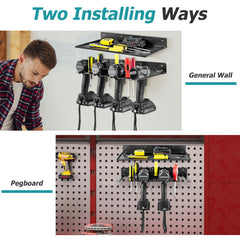 Power Tool Organizer 4 Slot Drill Holder Wall Mounted Storage Rack