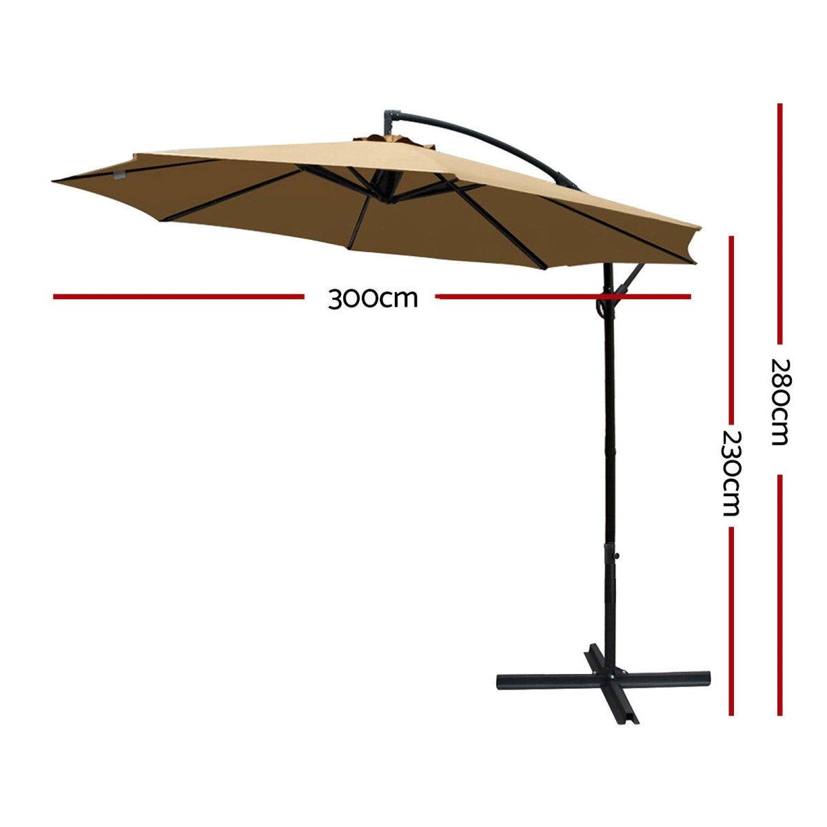 3M Cantilevered Outdoor Umbrella - Beige - Direct On Sale