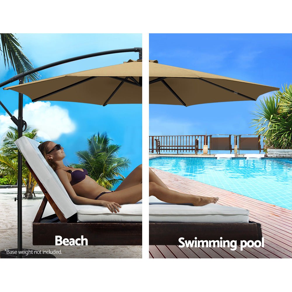 3M Cantilevered Outdoor Umbrella - Beige - Direct On Sale