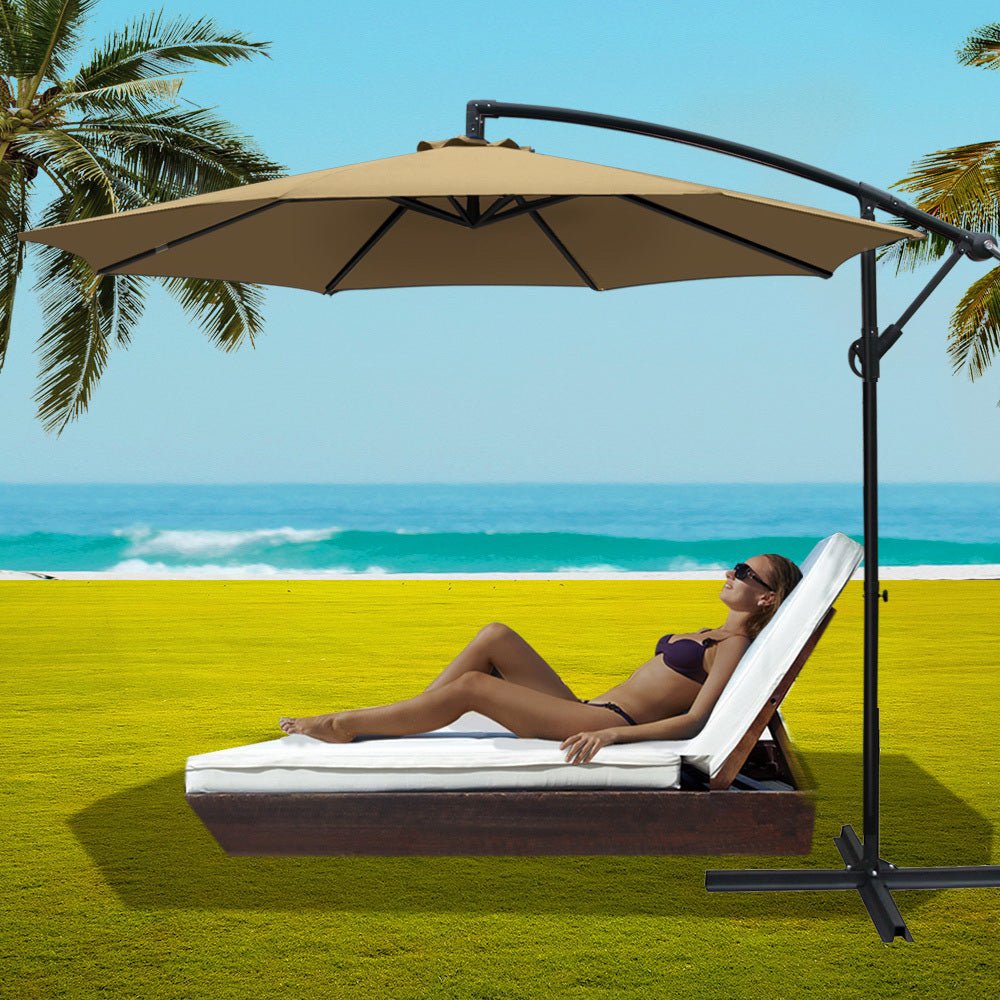 3M Cantilevered Outdoor Umbrella - Beige - Direct On Sale