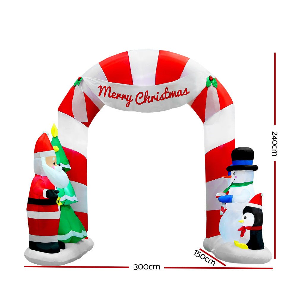 3M Christmas Inflatable Archway with Santa Xmas Decor LED - Direct On Sale