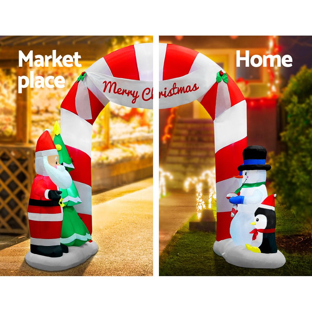 3M Christmas Inflatable Archway with Santa Xmas Decor LED - Direct On Sale