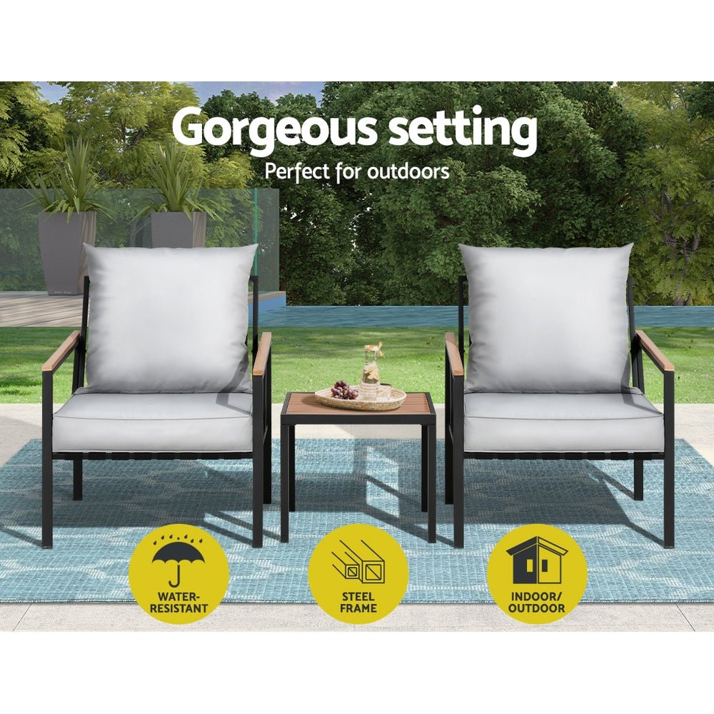 3pcs Outdoor Lounge Setting Bistro Set Chairs Table Patio - Direct On Sale