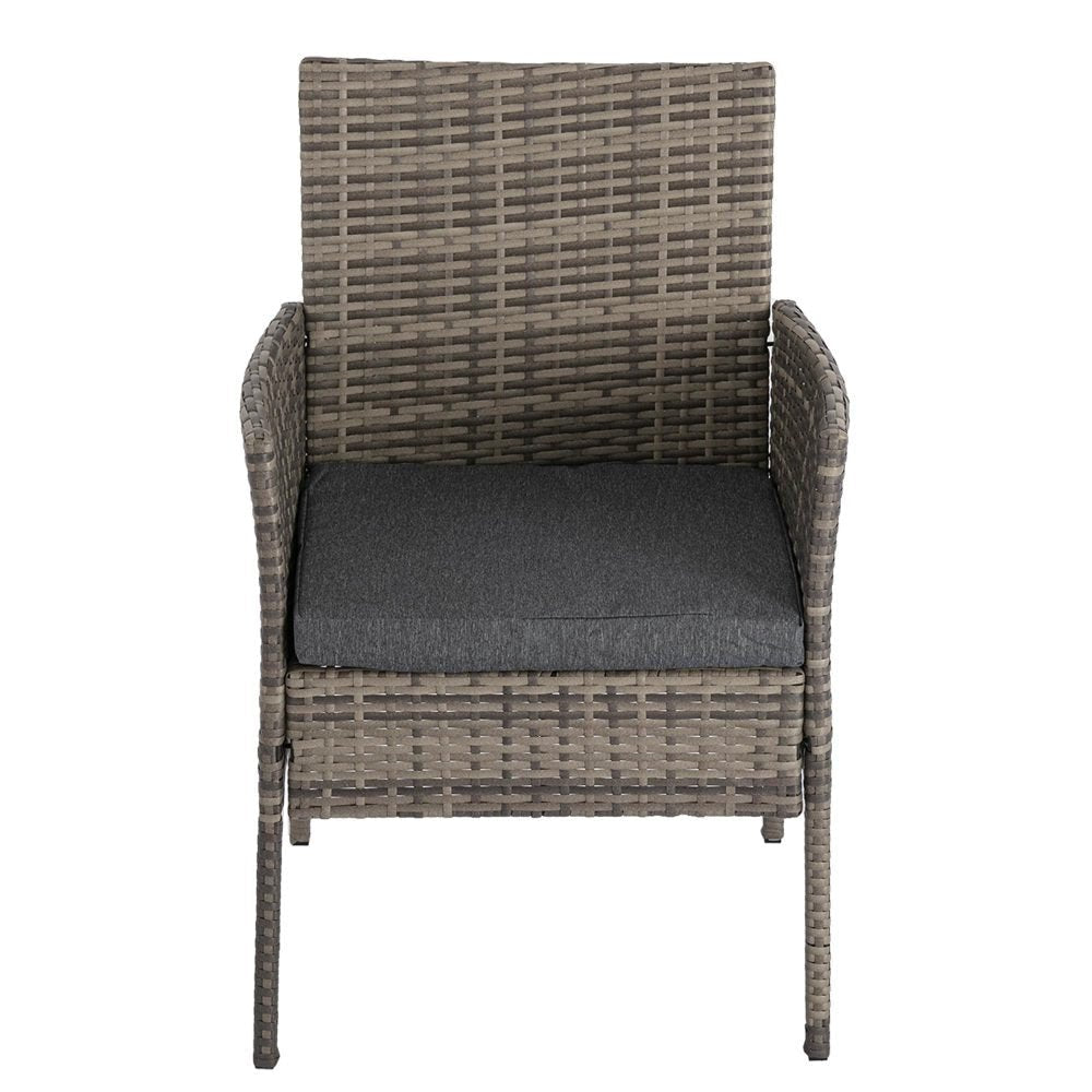 3Pcs PE Rattan Outdoor Furniture Chair Set - Mixed Grey - Direct On Sale