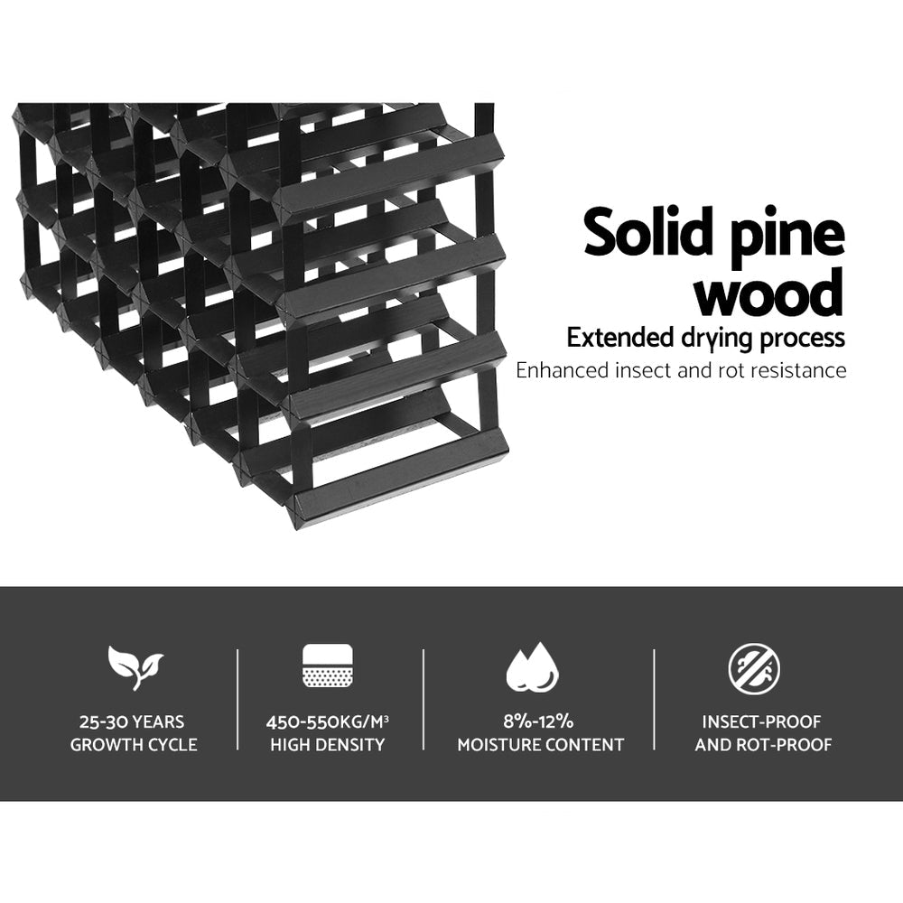 42 Bottle Wine Rack Timber Wooden Storage Holders Cellar Black - Direct On Sale