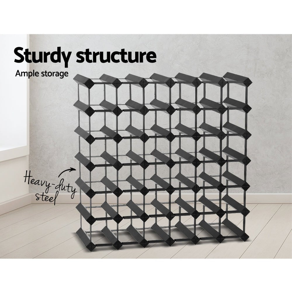 42 Bottle Wine Rack Timber Wooden Storage Holders Cellar Black - Direct On Sale