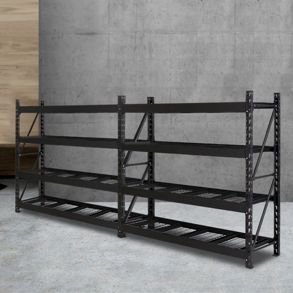 4Mx2M Storage Rack Garage Industrial Shelving Racking Storage Shelve Black - Direct On Sale