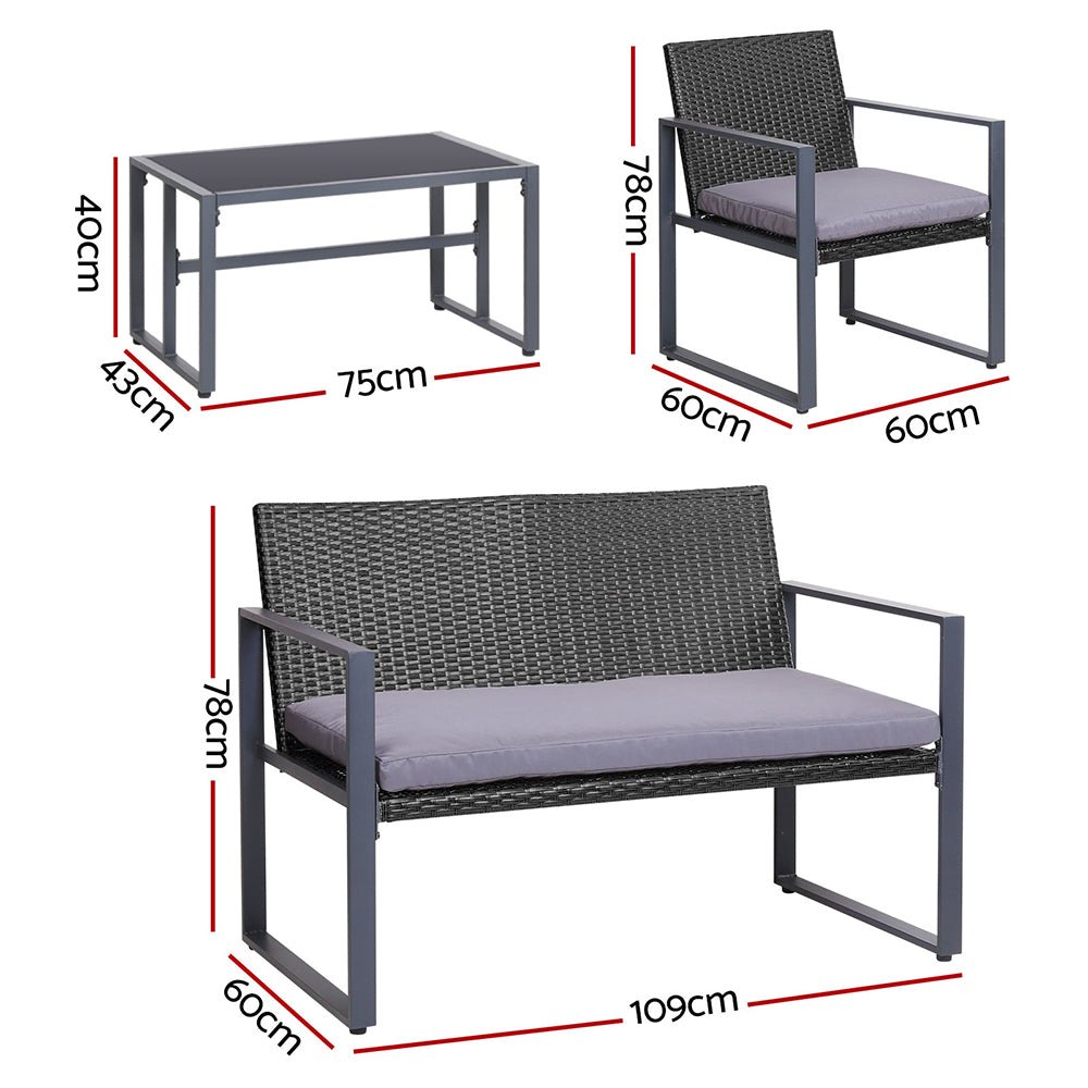 4PC Outdoor Furniture Patio Table Chair Black - Direct On Sale