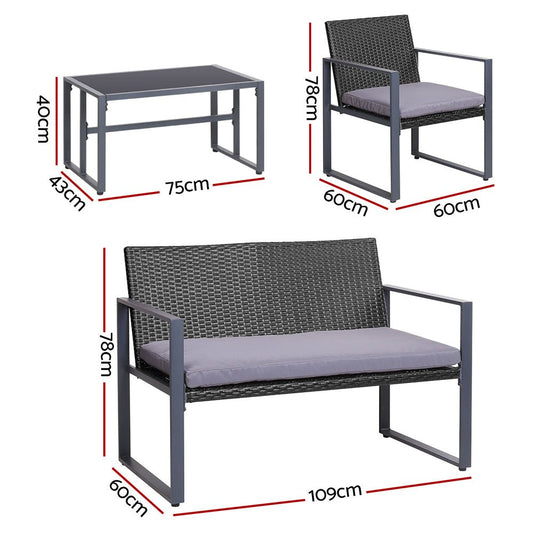 4PC Outdoor Furniture Patio Table Chair Black - Direct On Sale