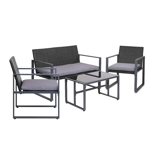 4PC Outdoor Furniture Patio Table Chair Black - Direct On Sale