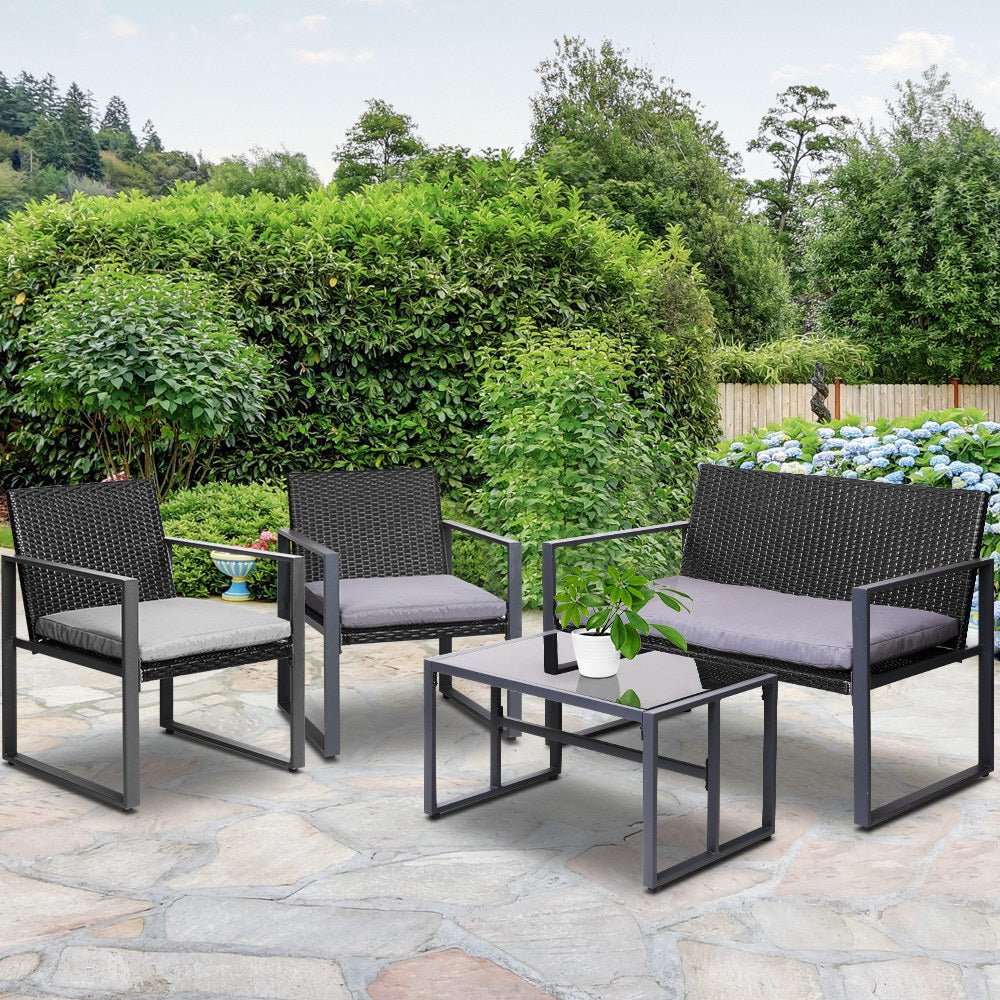 4PC Outdoor Furniture Patio Table Chair Black - Direct On Sale