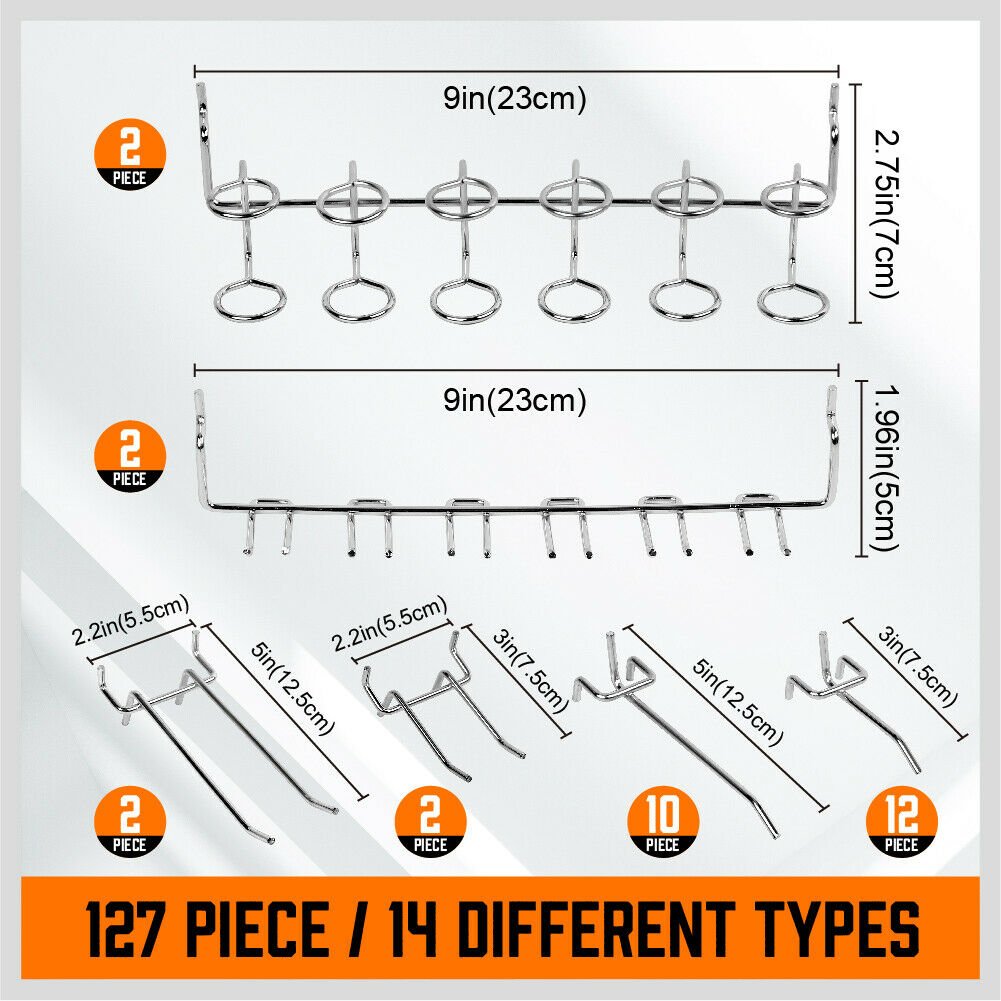 4x Peg Boards & 127Pc Pegboard Hooks Set - Direct On Sale