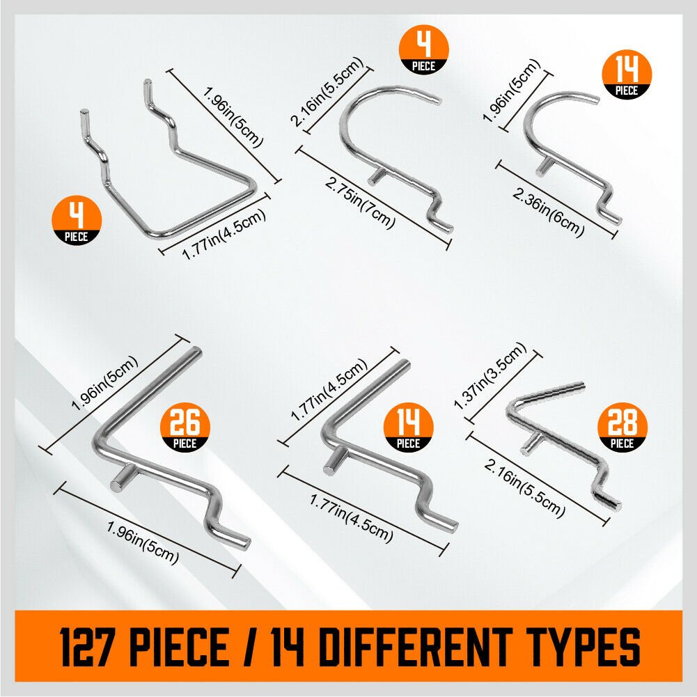 4x Peg Boards & 127Pc Pegboard Hooks Set - Direct On Sale